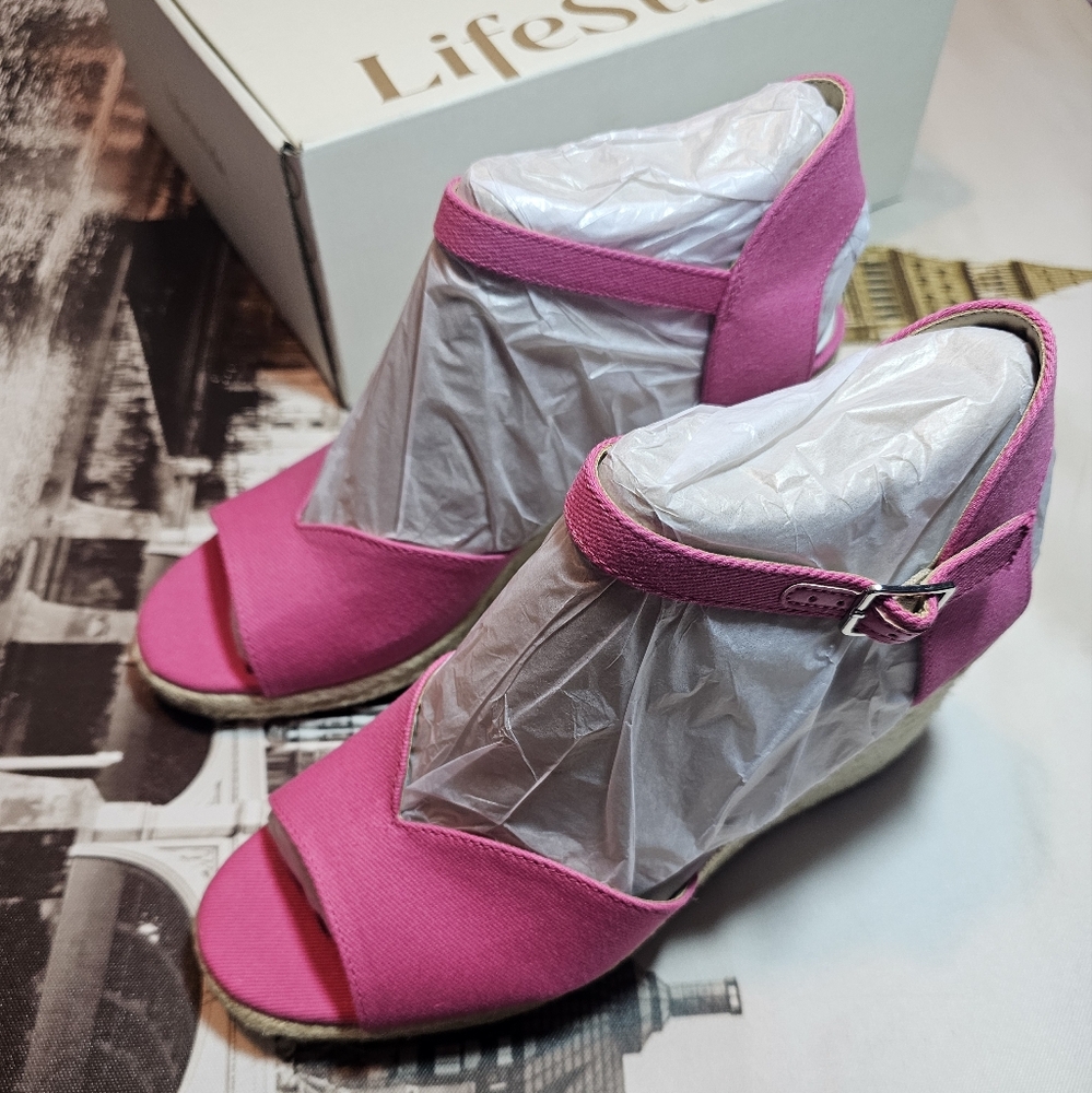 LifeStride Tess Espadrille wedge sandal color Pink women's size 9 with box - Picture 5 of 7